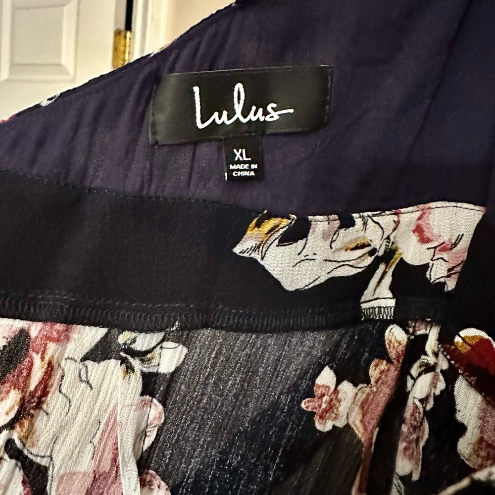 NWT Lulus Maxi dress floral pattern navy blue size XL - Picture 7 of 7